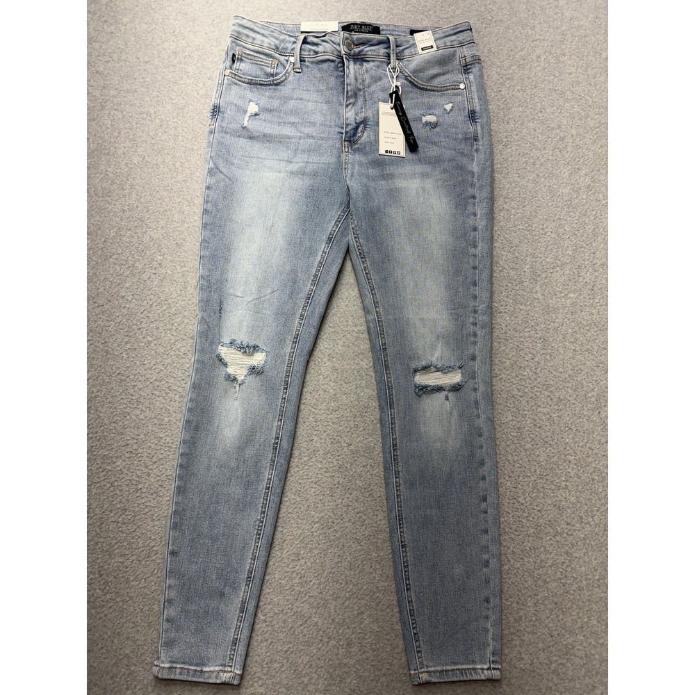 Judy Blue Skinny Jeans Womens 15/32 Light Wash Mid Rise Distressed Stretch Denim